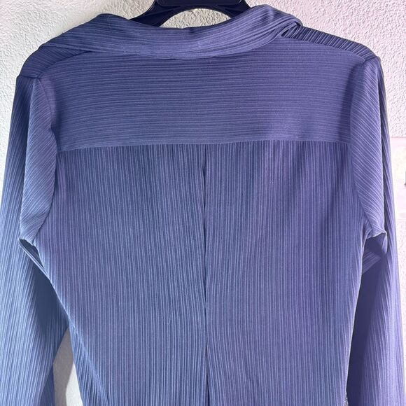 New Tommy Hilfigure Long Sleeve Twist Front Silky Rib Knit Dark Blue Dress Sz 14 - Picture 6 of 12